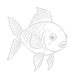 Black and white illustration of a fish.